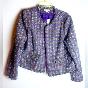 ❗️Cato New Purple and Brown Tweed Open Blazer Size Large